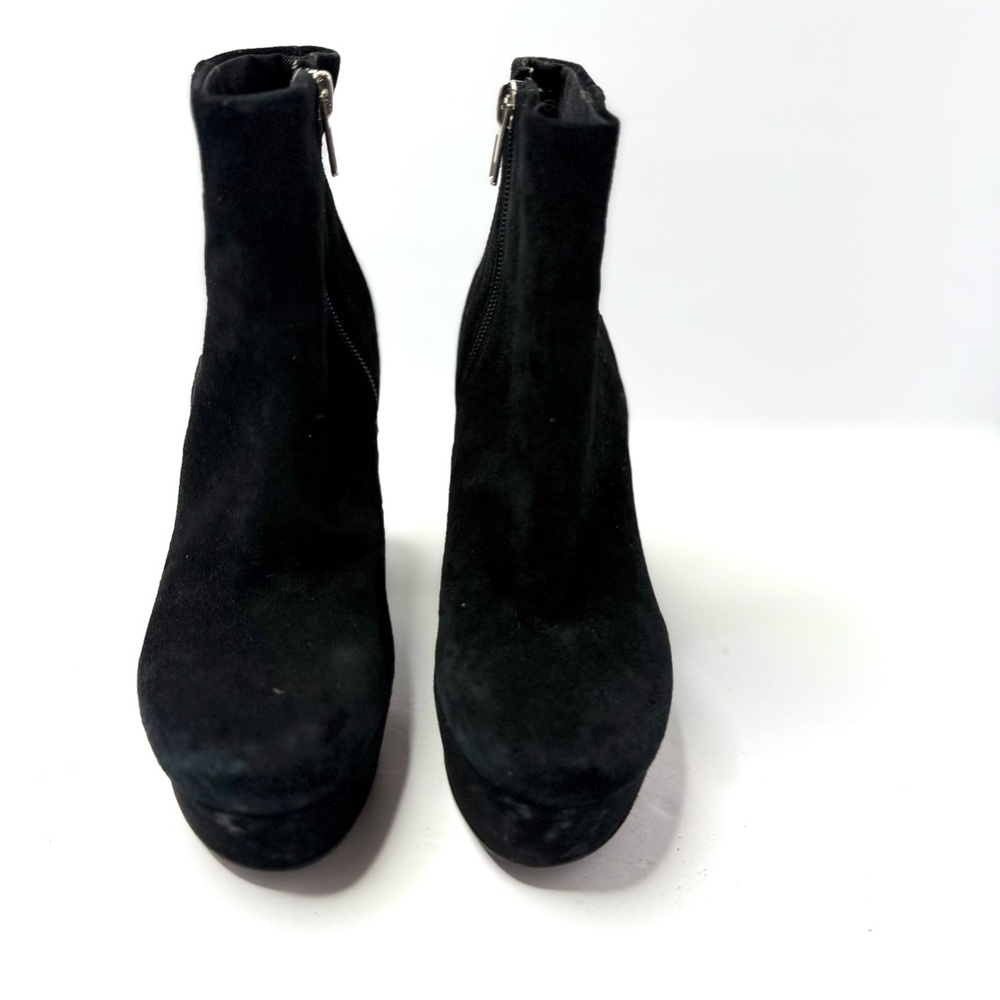 Steve Madden Black Suede Platform Ankle Boots Chunky Heel Size 5